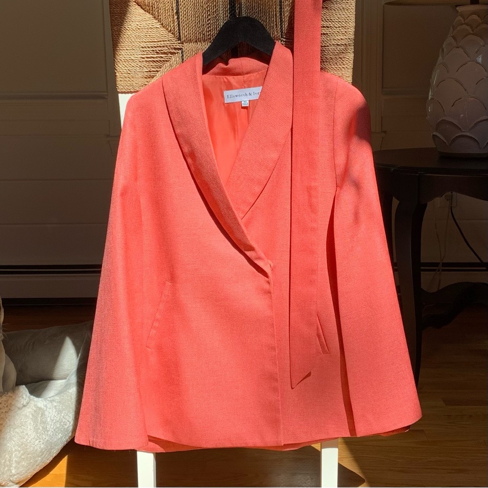 Elegant Coral Women's Cape Jacket by Ellsworth & Ivey